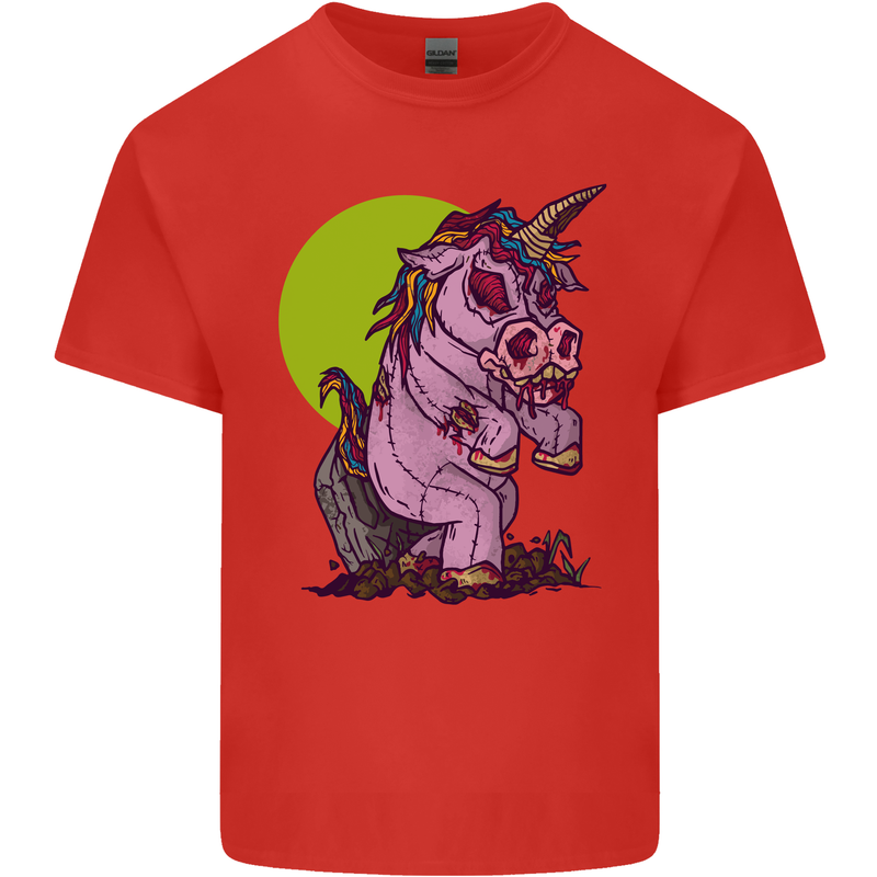 A Zombie Unicorn Funny Halloween Horror Mens Cotton T-Shirt Tee Top Red