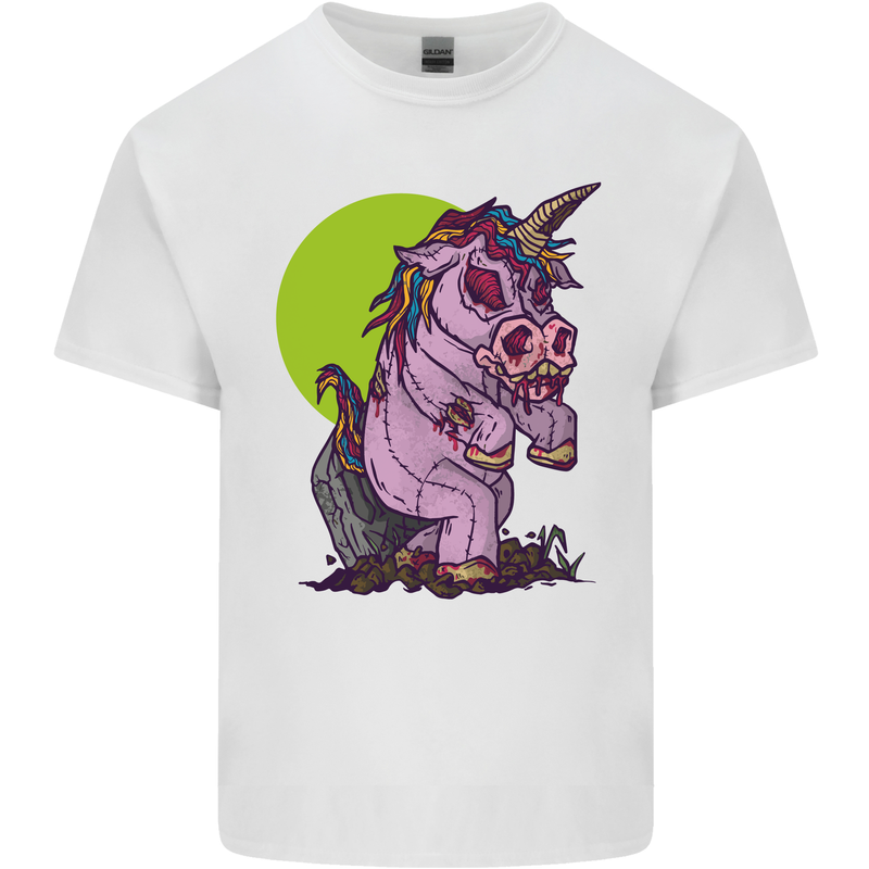 A Zombie Unicorn Funny Halloween Horror Mens Cotton T-Shirt Tee Top White