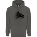 Abstract Motocross Rider Dirt Bike Childrens Kids Hoodie Storm Grey