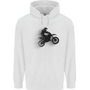 Abstract Motocross Rider Dirt Bike Childrens Kids Hoodie White