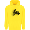 Abstract Motocross Rider Dirt Bike Childrens Kids Hoodie Yellow