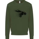 Abstract Motocross Rider Dirt Bike Kids Sweatshirt Jumper Forest Green