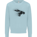 Abstract Motocross Rider Dirt Bike Kids Sweatshirt Jumper Light Blue