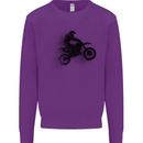 Abstract Motocross Rider Dirt Bike Kids Sweatshirt Jumper Purple