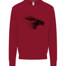Abstract Motocross Rider Dirt Bike Kids Sweatshirt Jumper Red