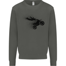 Abstract Motocross Rider Dirt Bike Kids Sweatshirt Jumper Storm Grey