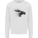 Abstract Motocross Rider Dirt Bike Kids Sweatshirt Jumper White