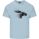 Abstract Motocross Rider Dirt Bike Kids T-Shirt Childrens Light Blue