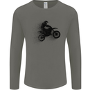 Abstract Motocross Rider Dirt Bike Mens Long Sleeve T-Shirt Charcoal