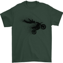 Abstract Motocross Rider Dirt Bike Mens T-Shirt Cotton Gildan Forest Green