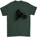Abstract Motocross Rider Dirt Bike Mens T-Shirt Cotton Gildan Forest Green