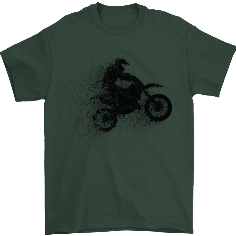 Abstract Motocross Rider Dirt Bike Mens T-Shirt Cotton Gildan Forest Green