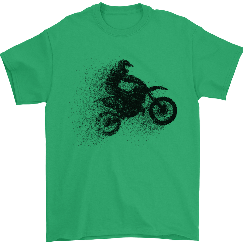 Abstract Motocross Rider Dirt Bike Mens T-Shirt Cotton Gildan Irish Green