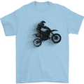 Abstract Motocross Rider Dirt Bike Mens T-Shirt Cotton Gildan Light Blue