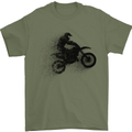 Abstract Motocross Rider Dirt Bike Mens T-Shirt Cotton Gildan Military Green
