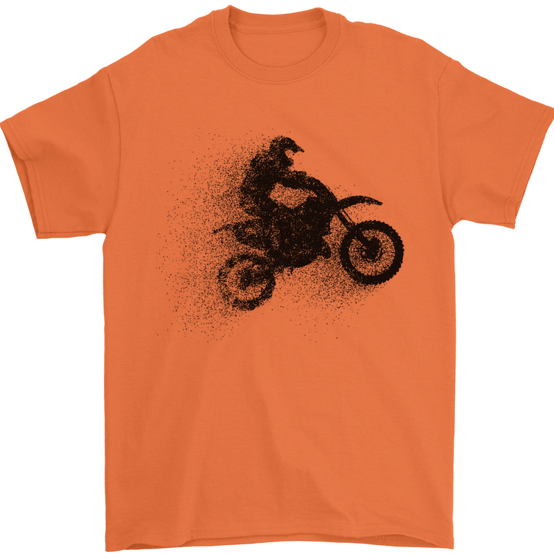 Abstract Motocross Rider Dirt Bike Mens T-Shirt Cotton Gildan Orange