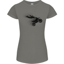 Abstract Motocross Rider Dirt Bike Womens Petite Cut T-Shirt Charcoal