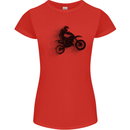 Abstract Motocross Rider Dirt Bike Womens Petite Cut T-Shirt Red