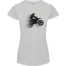 Abstract Motocross Rider Dirt Bike Womens Petite Cut T-Shirt Sports Grey