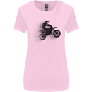 Abstract Motocross Rider Dirt Bike Womens Wider Cut T-Shirt Light Pink