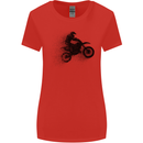 Abstract Motocross Rider Dirt Bike Womens Wider Cut T-Shirt Red