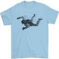 Abstract Parachutist Freefall Skydiving Mens T-Shirt Cotton Gildan Light Blue