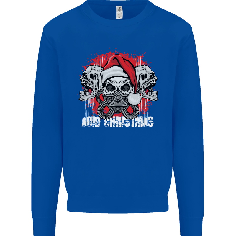 Acid Christmas Skulls Kids Sweatshirt Jumper Royal Blue