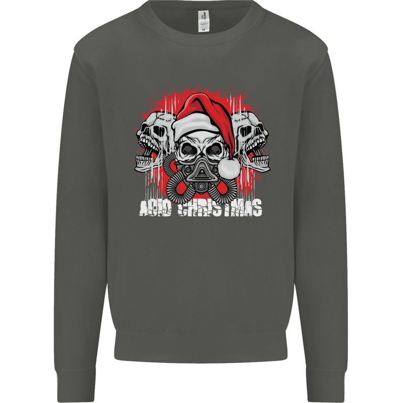 Acid Christmas Skulls Kids Sweatshirt Jumper Storm Grey