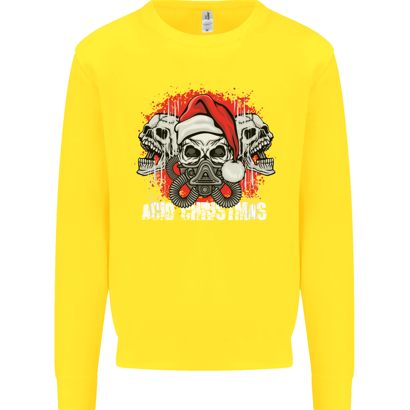 Acid Christmas Skulls Kids Sweatshirt Jumper Yellow