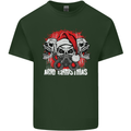 Acid Christmas Skulls Mens Cotton T-Shirt Tee Top Forest Green