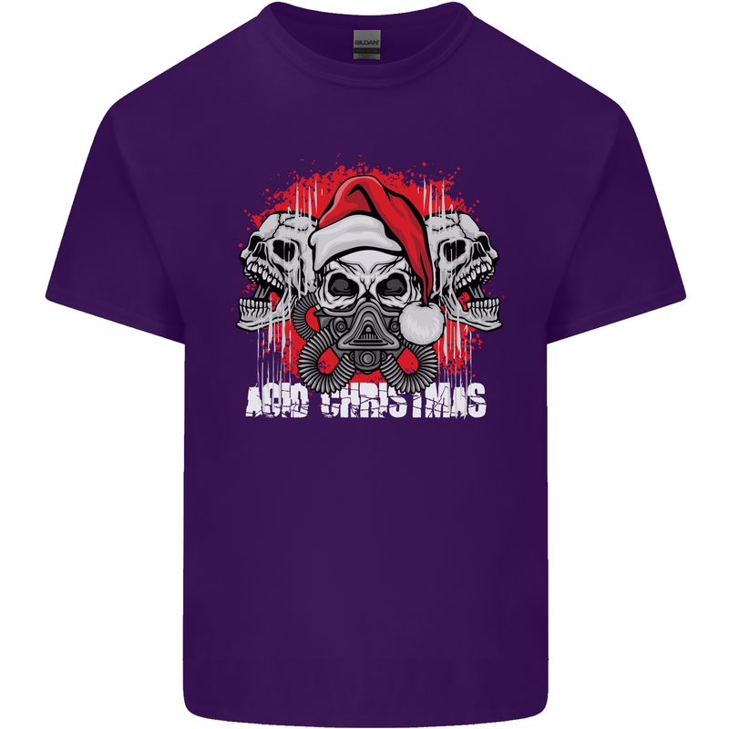 Acid Christmas Skulls Mens Cotton T-Shirt Tee Top Purple