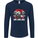Acid Christmas Skulls Mens Long Sleeve T-Shirt Navy Blue