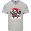 Acid Christmas Skulls Mens V-Neck Cotton T-Shirt Sports Grey