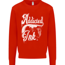 Addicted Ink Tattoo Tattooist Biker Art Mens Sweatshirt Jumper Bright Red