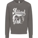 Addicted Ink Tattoo Tattooist Biker Art Mens Sweatshirt Jumper Charcoal