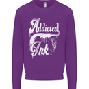 Addicted Ink Tattoo Tattooist Biker Art Mens Sweatshirt Jumper Purple