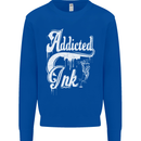 Addicted Ink Tattoo Tattooist Biker Art Mens Sweatshirt Jumper Royal Blue