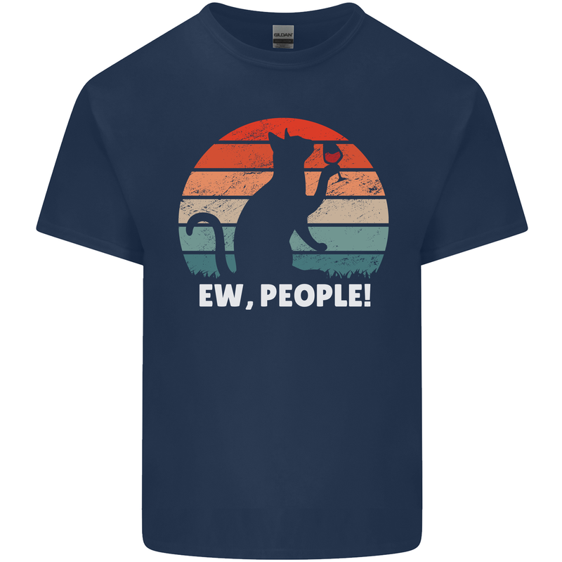 Alcohol Drinking Cat Ew People Mens Cotton T-Shirt Tee Top Navy Blue