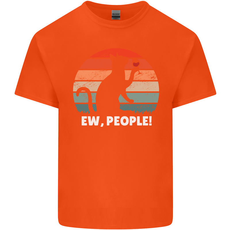 Alcohol Drinking Cat Ew People Mens Cotton T-Shirt Tee Top Orange