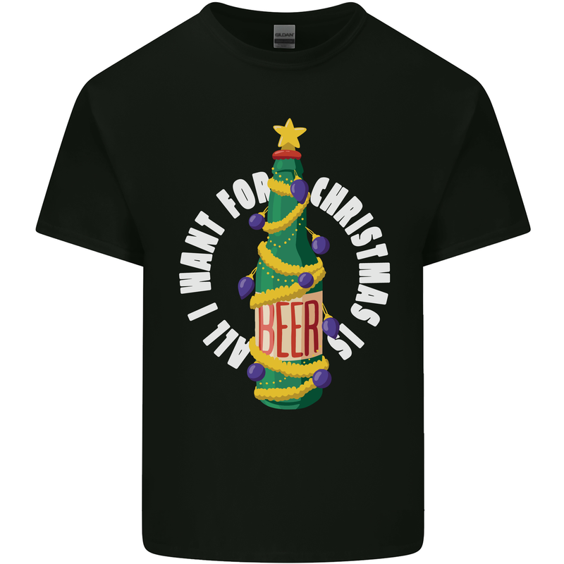 All I Want for Christmas Is Beer Mens Cotton T-Shirt Tee Top Black