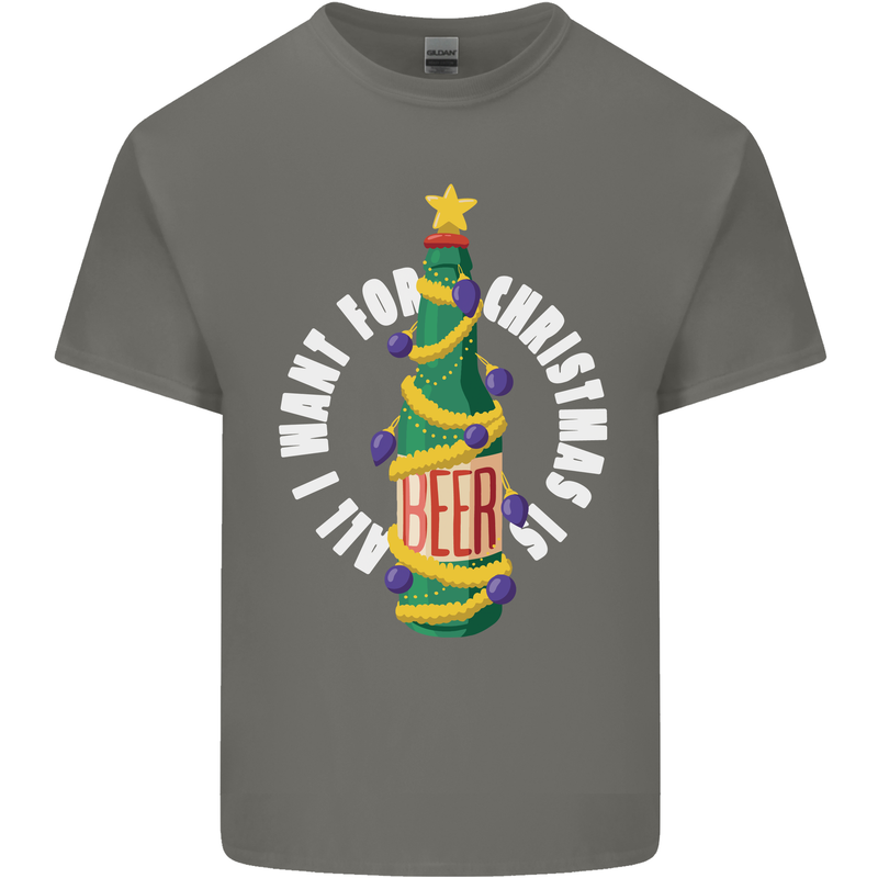 All I Want for Christmas Is Beer Mens Cotton T-Shirt Tee Top Charcoal