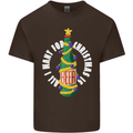 All I Want for Christmas Is Beer Mens Cotton T-Shirt Tee Top Dark Chocolate