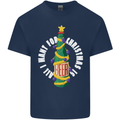 All I Want for Christmas Is Beer Mens Cotton T-Shirt Tee Top Navy Blue