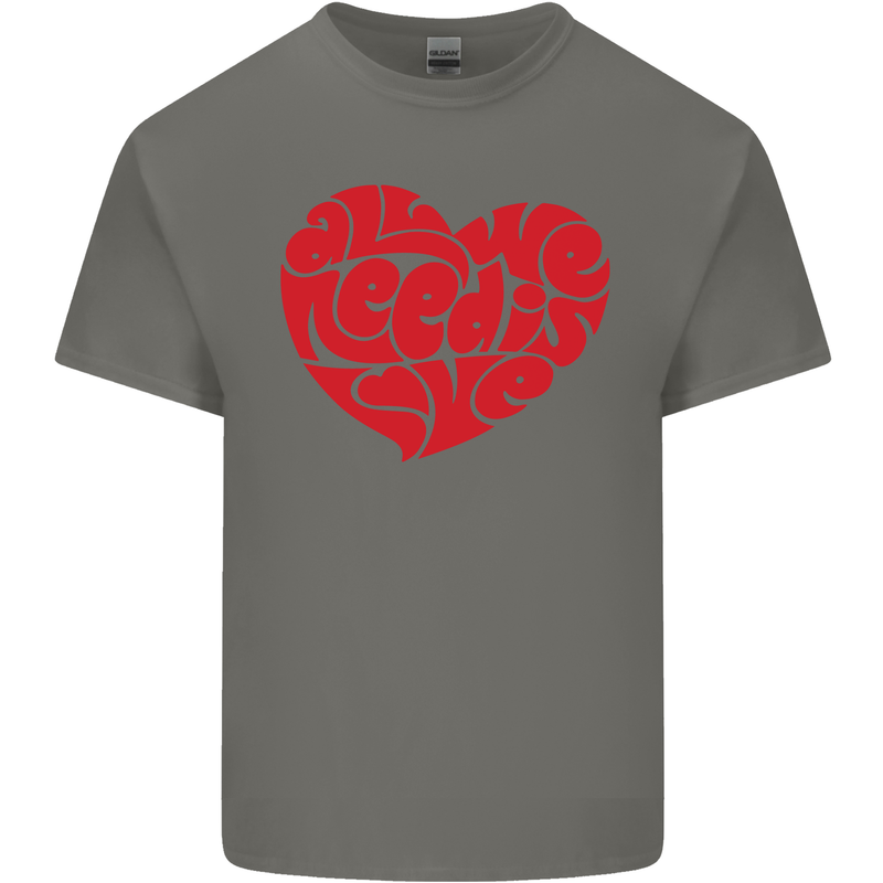 All You Need Is Love Heart Peace Mens Cotton T-Shirt Tee Top Charcoal