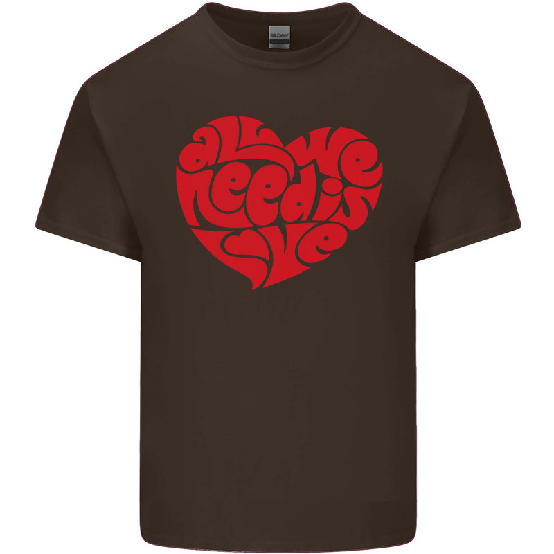 All You Need Is Love Heart Peace Mens Cotton T-Shirt Tee Top Dark Chocolate
