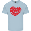 All You Need Is Love Heart Peace Mens Cotton T-Shirt Tee Top Light Blue