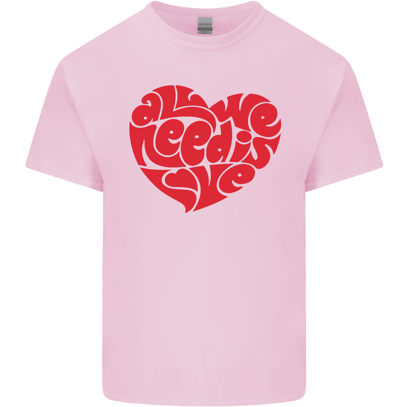 All You Need Is Love Heart Peace Mens Cotton T-Shirt Tee Top Light Pink