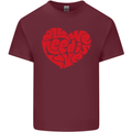 All You Need Is Love Heart Peace Mens Cotton T-Shirt Tee Top Maroon