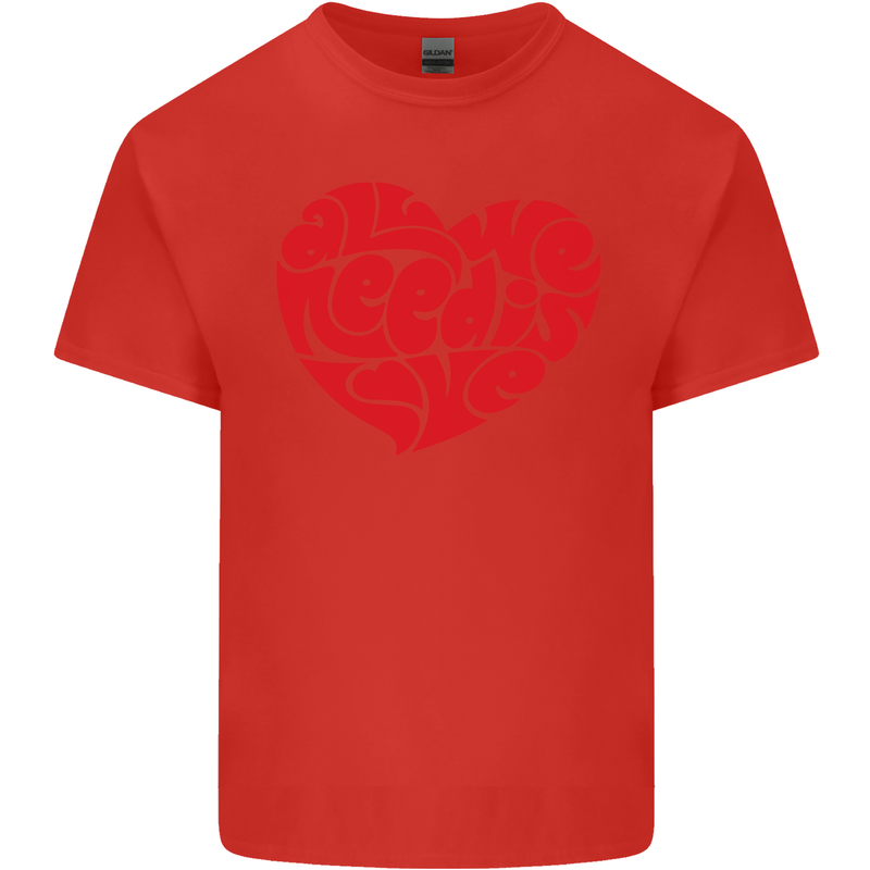 All You Need Is Love Heart Peace Mens Cotton T-Shirt Tee Top Red