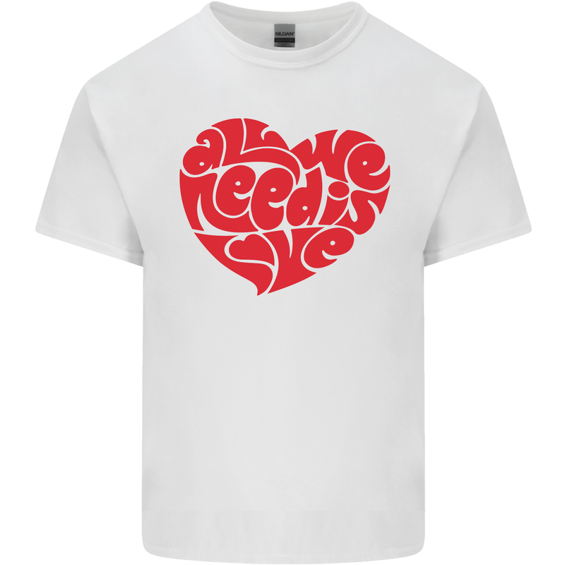 All You Need Is Love Heart Peace Mens Cotton T-Shirt Tee Top White